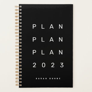Agenda Moderno Preto Mensal Semanal Não Datado 2023