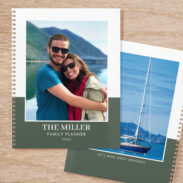 Agenda Moderno Verde do Nome de Foto Personalizado (Criador carregado)