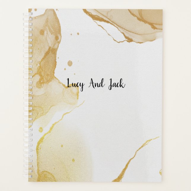 Agenda Moderno Watercolor Dourado (Frente)