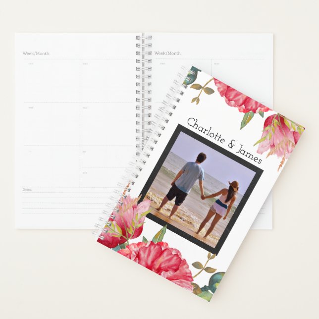 Agenda Mola Vermelha Personalizada de Cores Aquáticas Flo (Exibição)