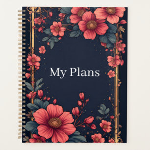 Agenda Moldura Floral Elegante Com Flores Rosa