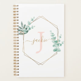 Agenda Moldura Monogramada com Eucalipto em Aquarela