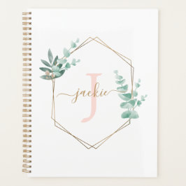 Agenda Moldura Monogramada com Eucalipto em Aquarela