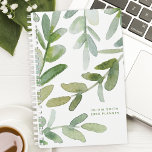 Agenda Molereca de Aquarelas Deixa Botânica Personalizada<br><div class="desc">Mantenha-se organizado com este belo verde-d'água que deixa o planejador personalizado botânico. Perfeito para mulheres que amam designs inspirados na natureza, este planejador combina elegância com funcionalidade. As delicadas folhas de aquarela adicionam um toque de tranquilidade ao seu planejamento diário. Personalize-o com seu nome para um planejador único e na...</div>