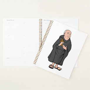 Agenda Monk Segurando Cruz em Robe Religioso Medieval