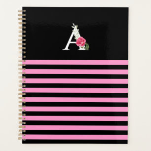 Agenda Monograma A em Rosa Cor-de-Rosa Branca e Estirpes