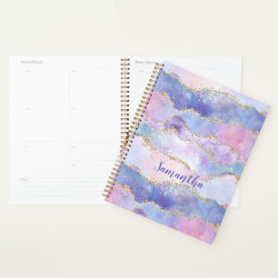 Agenda Monograma Ágata Brilho Azul Rosa Roxo Fashion