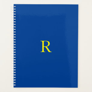 Agenda Monograma Azul Amarelo Azul Inicial Brilho Colorid