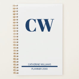 Agenda Monograma Azul Marinho Personalizado 