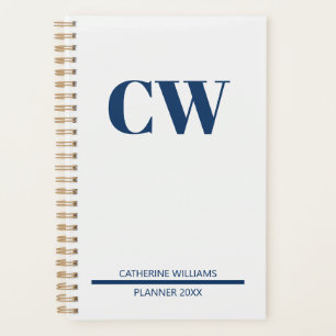 Agenda Monograma Azul Marinho Personalizado