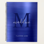 Agenda Monograma Azul Real Metálico Simples Bruto Moderno<br><div class="desc">Planeador Simples Metálico Bruto Real Monograma Metálico</div>