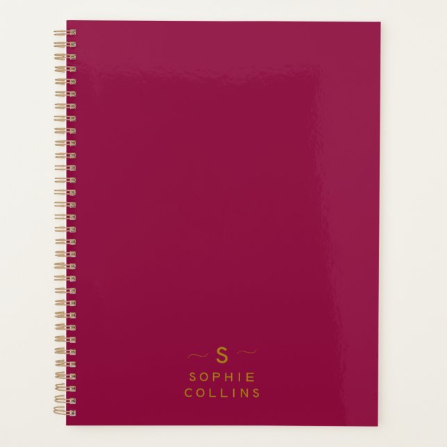 Agenda Monograma Blush Cherry Dourado Name (Frente)