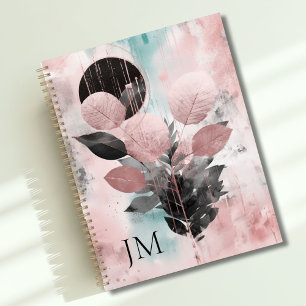 Agenda Monograma Botânico Moderno e Dourado Rosa