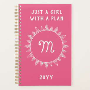 Agenda Monograma Branco Cor-de-rosa feminino