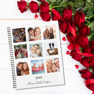 Agenda Monograma branco da família de colagens de fotos 2