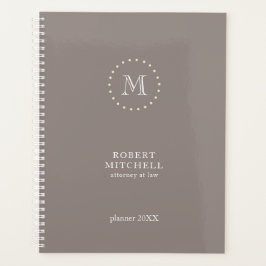 Agenda Monograma Brown Elegante Planner Profissional