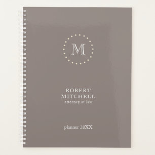 Agenda Monograma Brown Elegante Planner Profissional