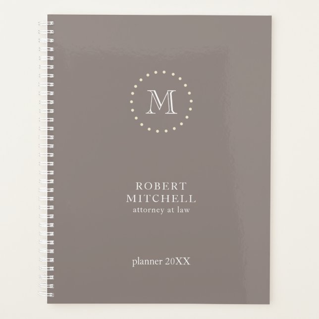 Agenda Monograma Brown Elegante Planner Profissional (Frente)