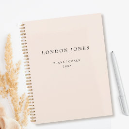 Agenda Monograma Business Planner Nome simples Cor-de-ros