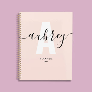 Agenda Monograma - Caligrafia Girly Blush - Rosa