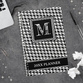Agenda Monograma clássico de dente preto e branco