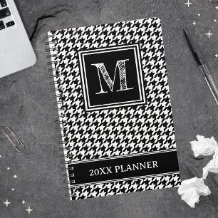 Agenda Monograma clássico de dente preto e branco