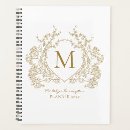 Agenda Monograma Clássico Vintage Floral Crest