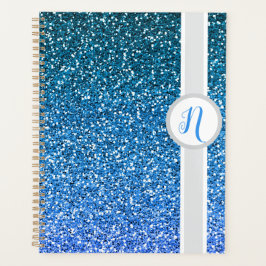Agenda Monograma com Brilho Azul 