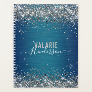 Agenda Monograma com brilho e metal escovado