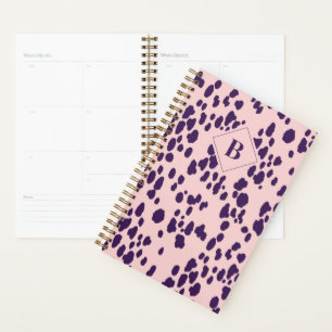 Agenda Monograma cor-de-rosa abstrato Dalmaciano