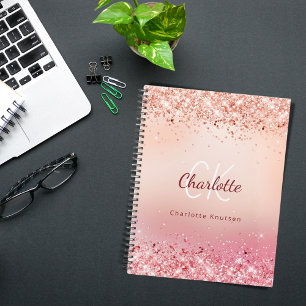 Agenda monograma cor-de-rosa dourado 2026