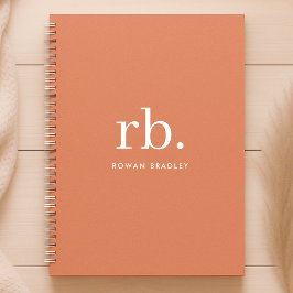 Agenda Monograma Coral Peach Feminina Elegante Minimalist