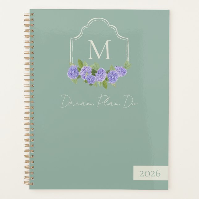 Agenda Monograma Crest com Watercolor Roxo (Frente)