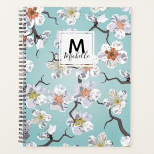 Agenda Monograma da papelaria do Flor Branco