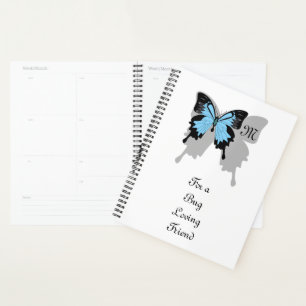 Agenda Monograma da Sombra da Borboleta Azul