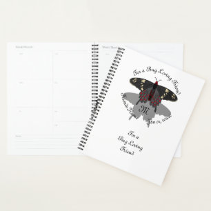 Agenda Monograma da Sombra da Borboleta Rosa da Crimson