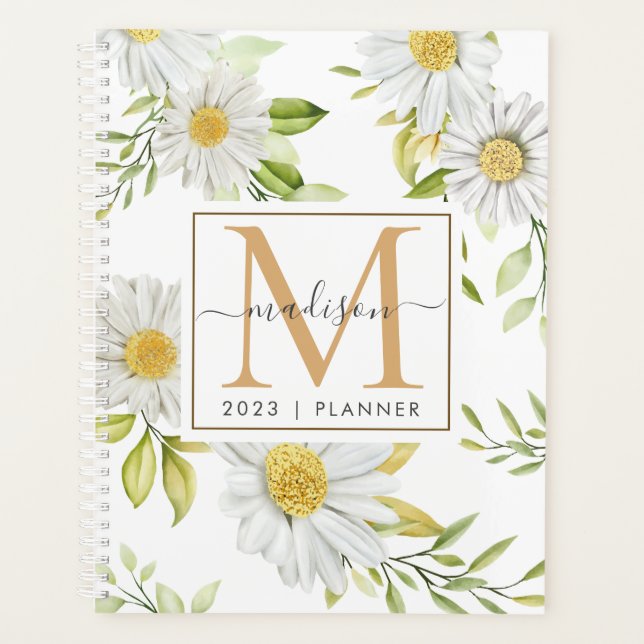 Agenda Monograma Daisy Floral 2024 Mensal (Frente)