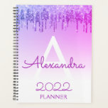 Agenda Monograma de 2022 Roxo Glitter Sparkle<br><div class="desc">2022 Purple Sparkle Glitter Monogramas Name (Nome da Lista Glitter Roxa) e Spiral Planner inicial de notebooks. Isto faz o doce e perfeito aniversário de 16 anos,  casamento,  chá de panela,  aniversário,  chá de fraldas ou festa de solteira presente para alguém que ama luxo de luxo e estilos quíticos.</div>