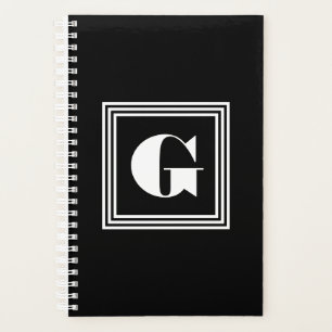 Agenda Monograma de 3 Quadros Negrito Preto e branco