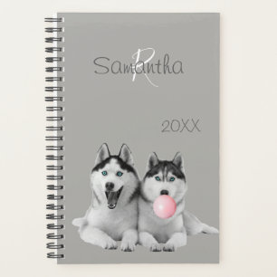 Agenda Monograma de Animal Cachorro Chiclete Husky Siberi