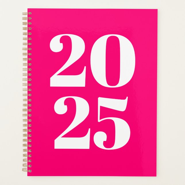 Agenda Monograma de ano personalizado rosa-quente com tip (Frente)