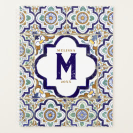 Agenda Monograma de Azulejos Botânicos de Vintage