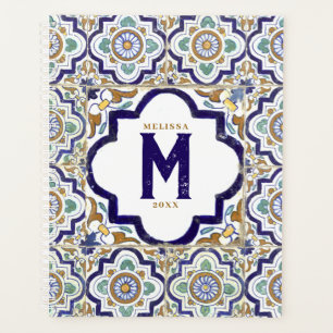 Agenda Monograma de Azulejos Botânicos de Vintage