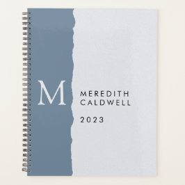 Agenda Monograma de Bloco de Cores de Borda Branco Dusty 