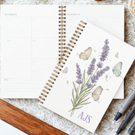 Agenda Monograma de Borboleta Lavanda de Formatura de Pro