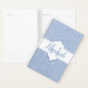 Agenda Monograma de brilho azul-céu