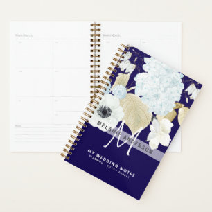 Agenda Monograma de Casamento Floral com Anêone Branco
