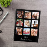 Agenda Monograma de colagem da família de fotos personali<br><div class="desc">Faça sua própria colagem de fotos da família como um presente para sua mãe, esposa ou você mesmo. Use quatro, 9 das suas fotos favoritas de sua família, amigos, destino de viagem de sonho ou animal de estimação! Personalize e adicione um nome e um ano. O nome é escrito com...</div>