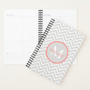 Agenda Monograma de Coral Chevron