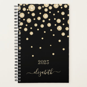 Agenda Monograma de diamantes em ouro preto 2022